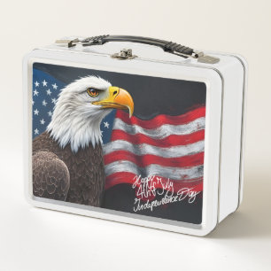 Águila calva con bandera americana arte del 4 de j