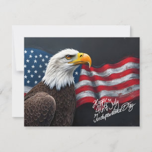 Águila calva con bandera americana arte del 4 de j