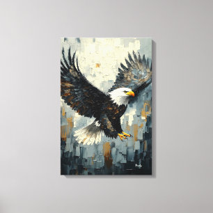 Águila Calva en Vuelo: Arte Dinámico de Impasto