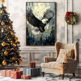 Águila Calva en Vuelo: Arte Dinámico de Impasto