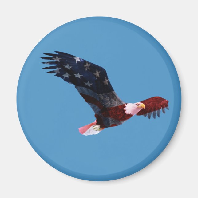 Águila calva imán de bandera estadounidense (Frente)