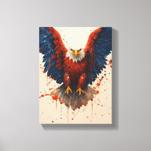 Águila calva patriótica con arte de manto azul roj (Anverso)