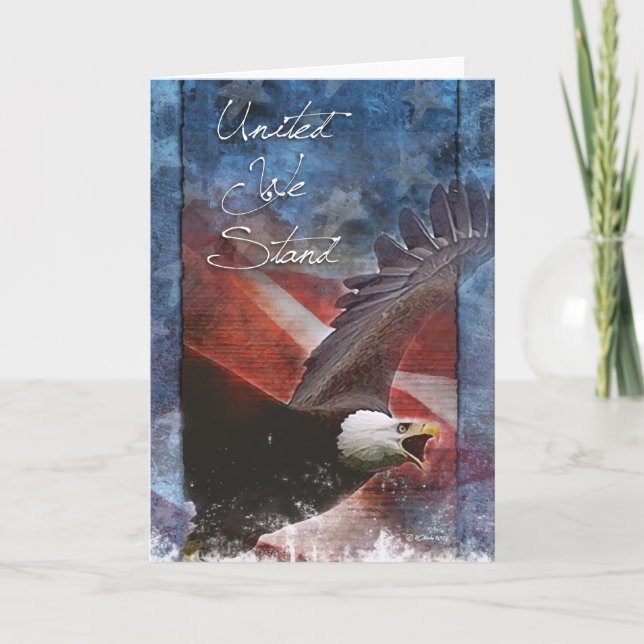 Águila calva patriótica en tarjeta de saludo de vu (Anverso)