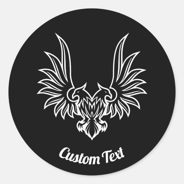 Águila con dos Pegatinas redondas de cabezas (Anverso)