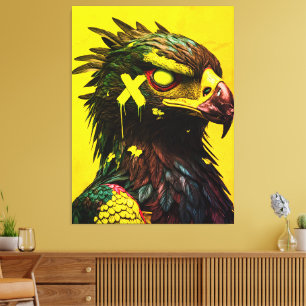 Águila Cyberpunk – Arte mural de animal futurista
