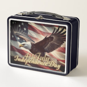 Águila del 4 de Julio con bandera americana
