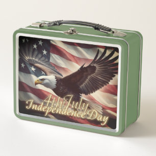 Águila del 4 de Julio con bandera americana