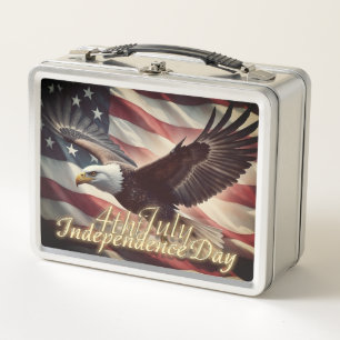 Águila del 4 de Julio con bandera americana