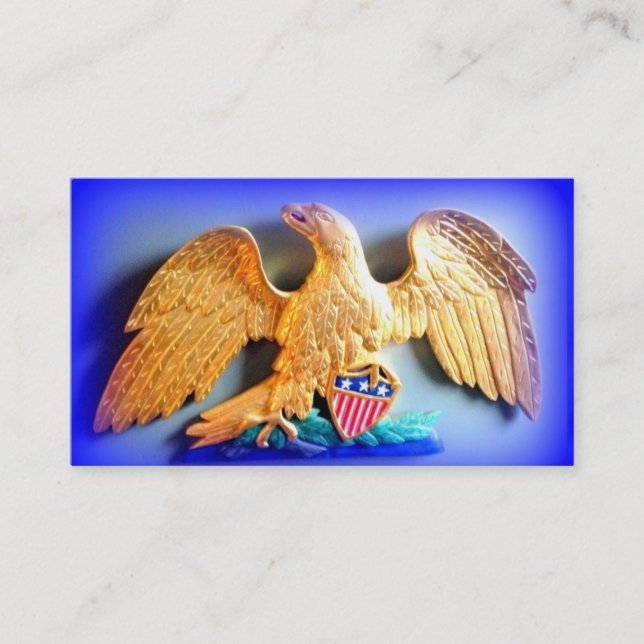 águila del oro en tarjeta de visita azul (Anverso)