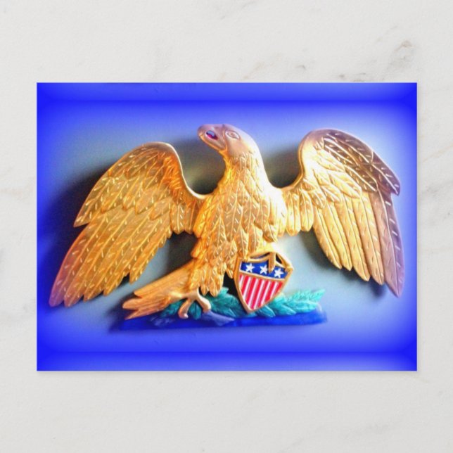 águila dorada en postal azul (Anverso)