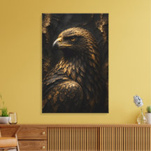 Águila Dorada Escultural Arte 3D de Lujo Fino