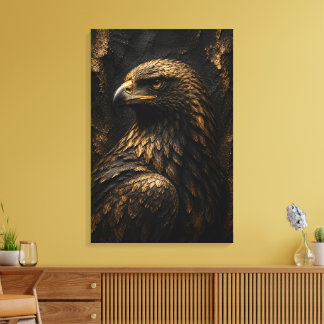 Águila Dorada Escultural Arte 3D de Lujo Fino