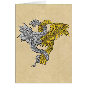 Águila dorada y dragón plateado Notecard