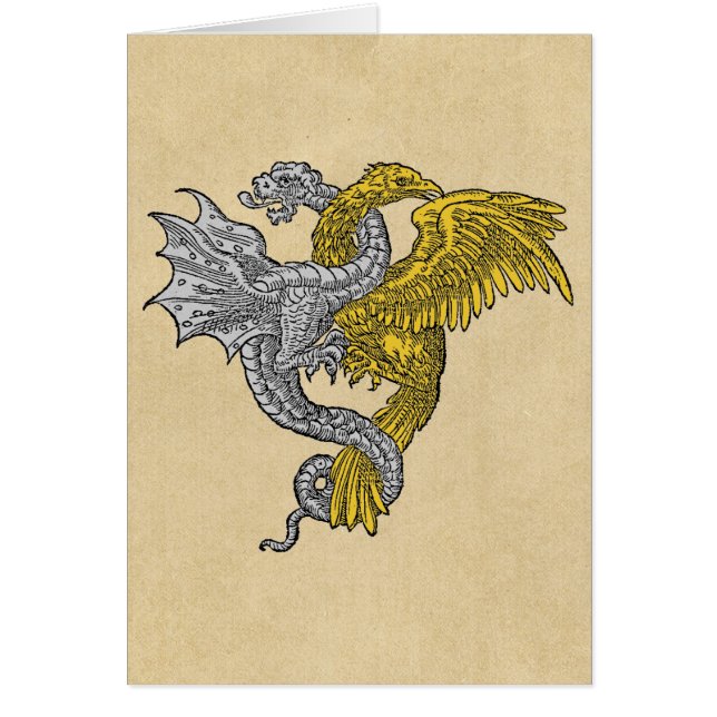Águila dorada y dragón plateado Notecard (Frente)