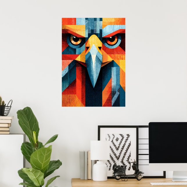 Águila Geométrica Simétrica Arte Pop Abstracto Pós (Oficina en casa)