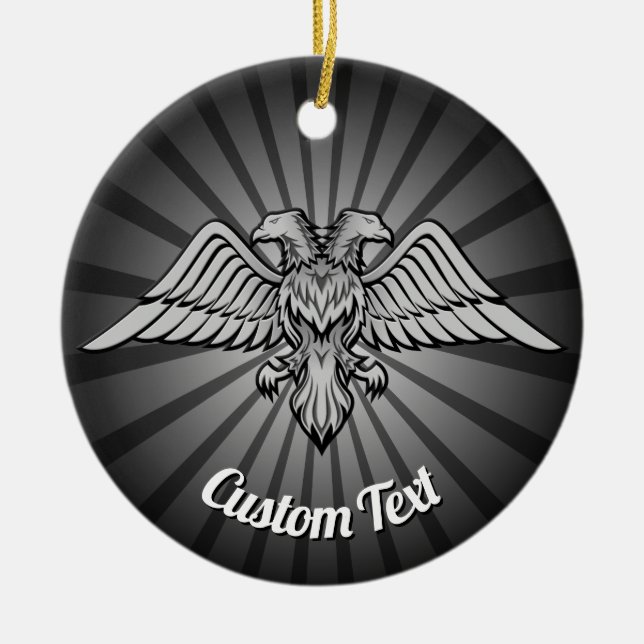 Águila gris con dos cabezas Ornamento cerámico (Frente)