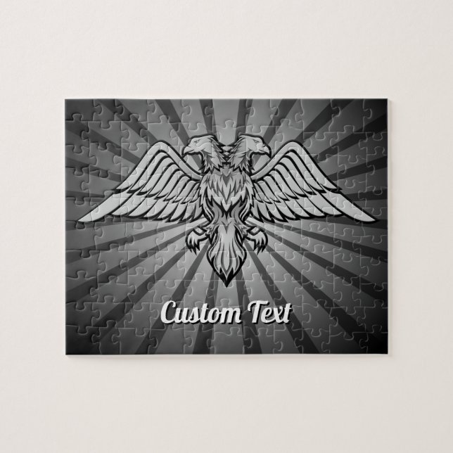 Águila gris con dos caras rompecabezas (Horizontal)
