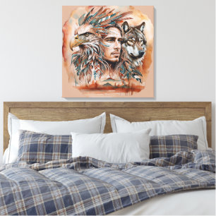 Águila - Hombre - Lobo - acuarela arte 1 - Diversi