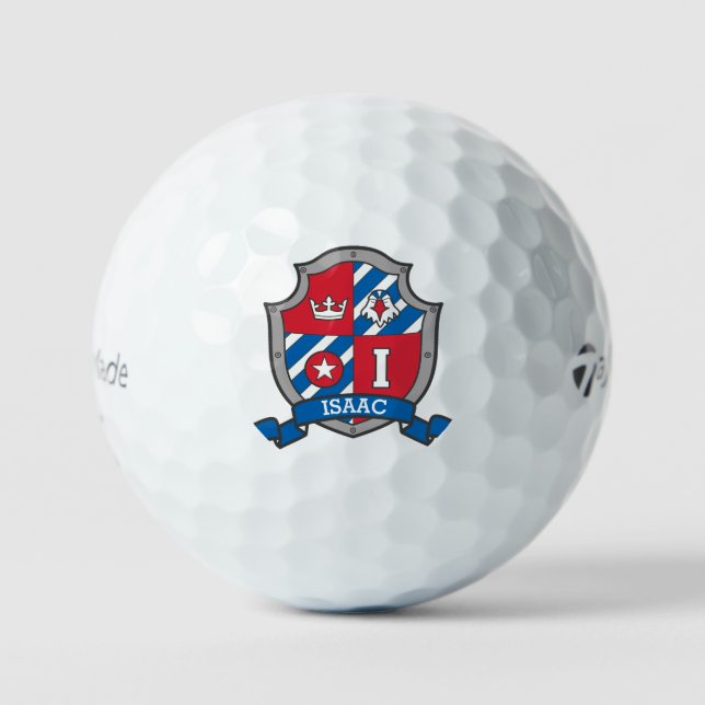 Águila I monograma escudo azul rojo Bolas de golf (Anverso)