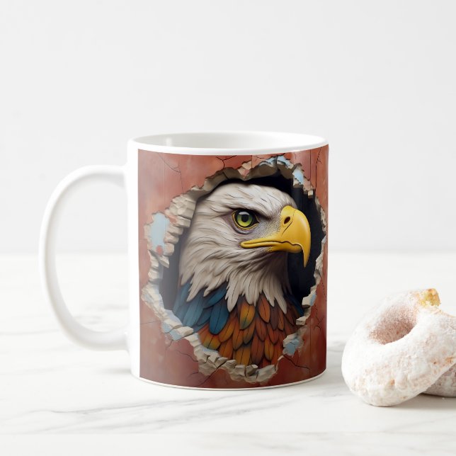 Águila saliendo de la pared, taza (Con donut)