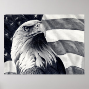 Águila y bandera Poster arte