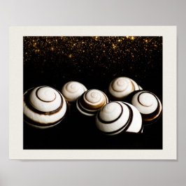 Agujas marinas de color negro y oro arte tropical 