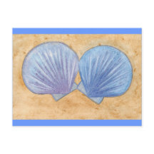 Agujas marinas moradas azules en postales de arena