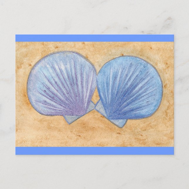 Agujas marinas moradas azules en postales de arena (Anverso)