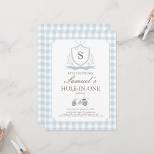 Agujero azul y rosa en invitación de un cumpleaños