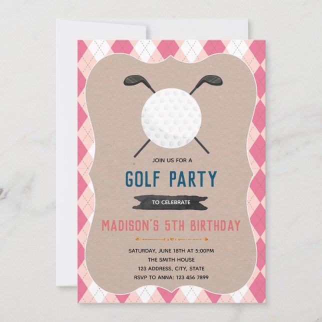 Agujero de golf en una invitación de cumpleaños (Anverso)