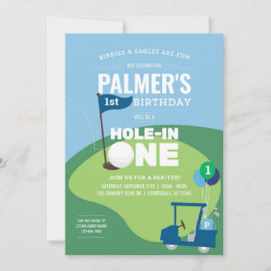 Agujero de golf en una invitación de cumpleaños