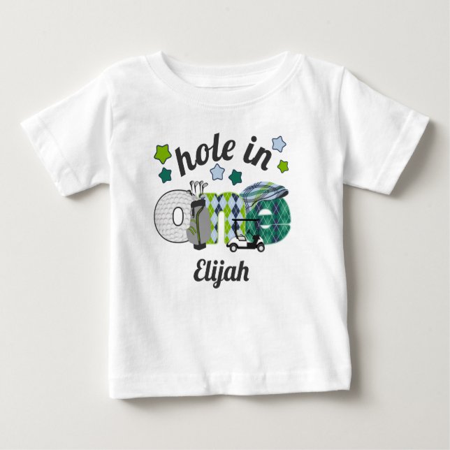 agujero en la camiseta Fiesta de golf One Birthday (Anverso)