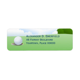Agujero en una etiqueta Golfing del remite