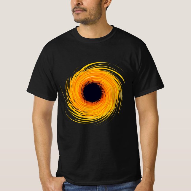 Agujero negro impreso en camiseta negra (Anverso)