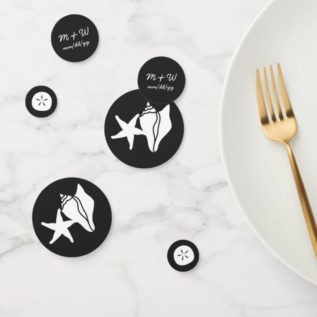 Agujeros de verano en confetti de mesa negra (Grupo)