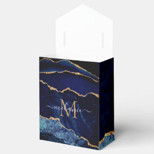 Agy Navy Blue Gold Marble Custom Name Cajas de reg