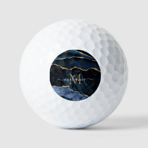 Agy Navy Blue Gold Tu Letra Nombre Bolas De Golf