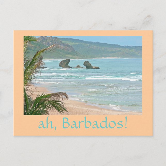 "¡ah, Barbados!" postal (fotografía. paisaje marin (Anverso)