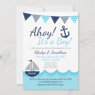 ¡Ah de la mar! Es un niño Invitación de Baby Showe