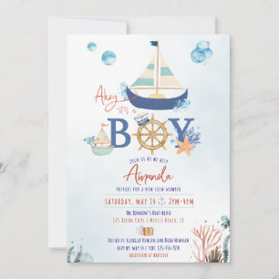 Ahah Es un Niño Invitación de Baby Shower Náutico