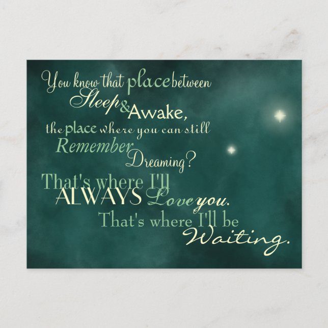 "Ahí es donde estaré esperando" postal (Anverso)