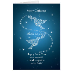 Ahijada y familia, palomas del navidad de la paz