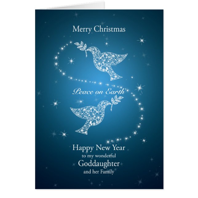 Ahijada y familia, palomas del navidad de la paz (Frente)