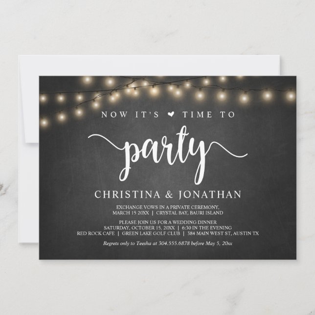 Ahora es hora de fiesta, Invitación de boda rústic (Anverso)