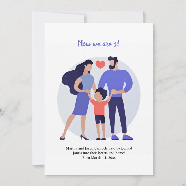 Ahora Somos Tres Invitaciones De Adopción (Anverso)