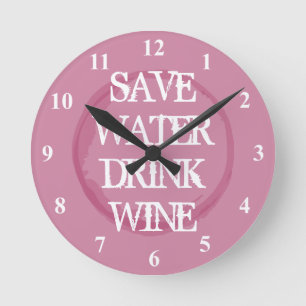 AHORRA AGUA BEBE VINO reloj de pared divertido par