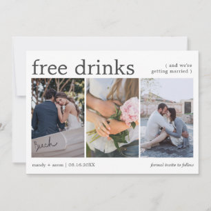 Ahorra en Bebidas Gratis 3 Fotos Anuncio de Boda 