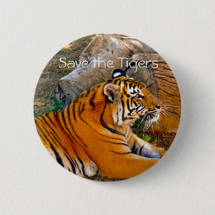 Ahorre el botón de la insignia de los tigres