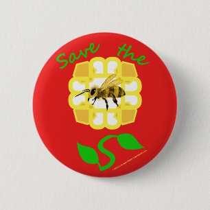 Ahorre el botón del diseño floral de las abejas