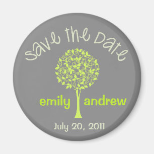 Ahorre el imán verde/gris de la fecha del árbol